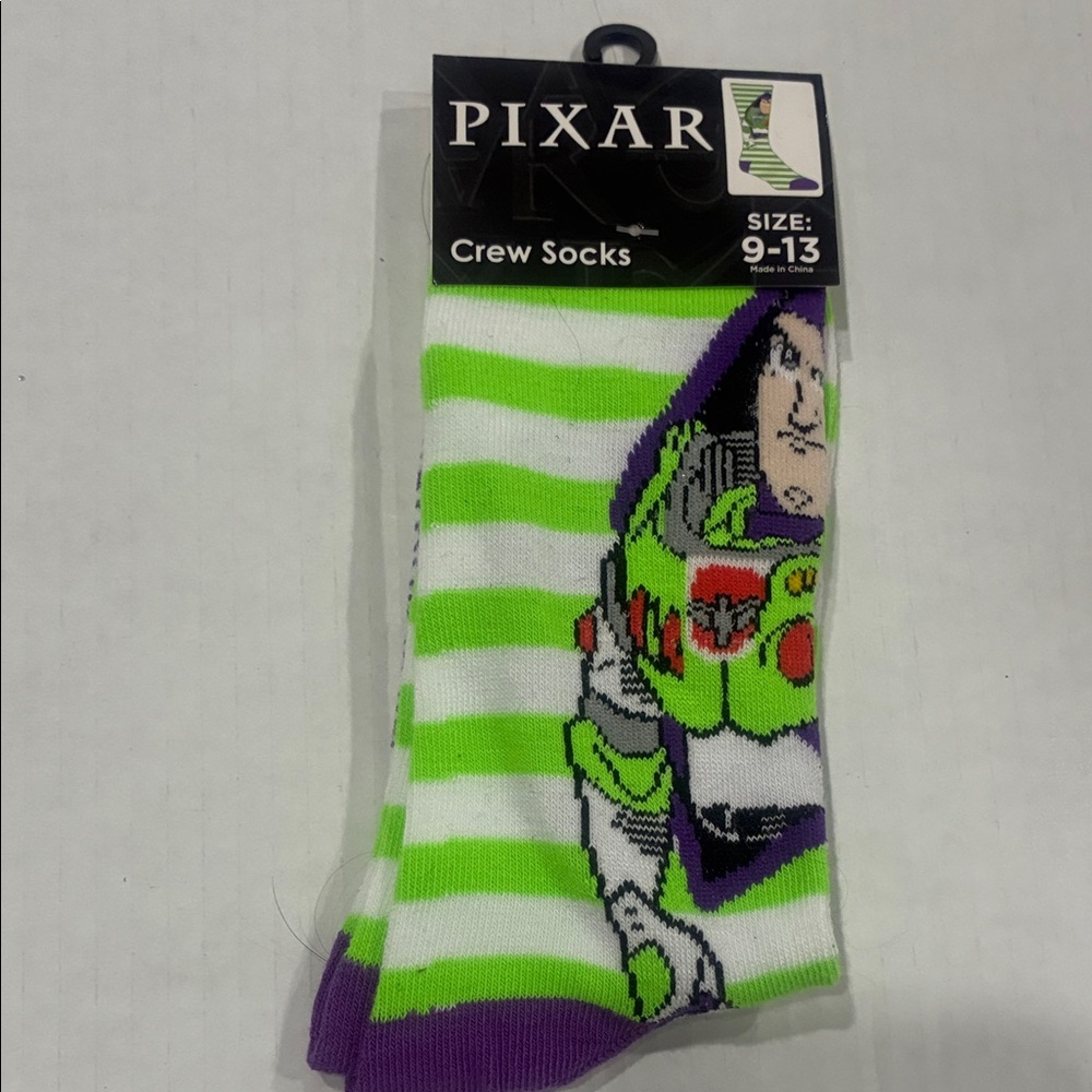 Disney Buzz Lightyear Green and Purple Crew Socks